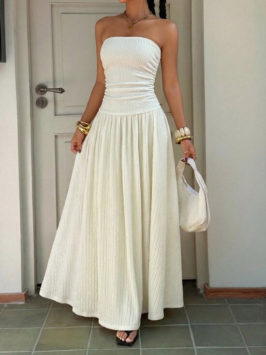 Dresses & Skirts - Apricot Casual Women's Knitted Texture Dress